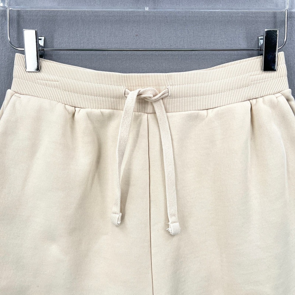 COS Sweat Shorts Women XS Cream Casual Fleece Raw Hem Casual Athleisure Lounge - Picture 3 of 15
